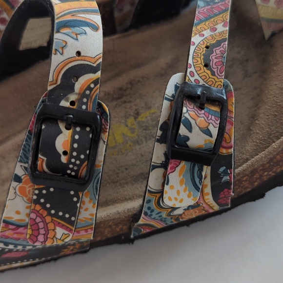 Viking Tofino Leather Comfort Revolution Paisley Print Slide Sandal 38 Black - Picture 3 of 16